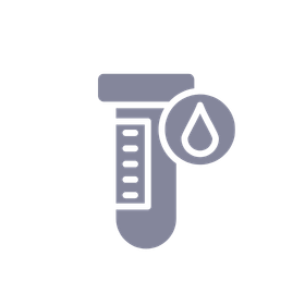 Purple icon of a test tube with a blood drop